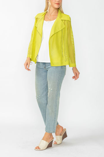 Lime Zipper Contrast Biker Jacket